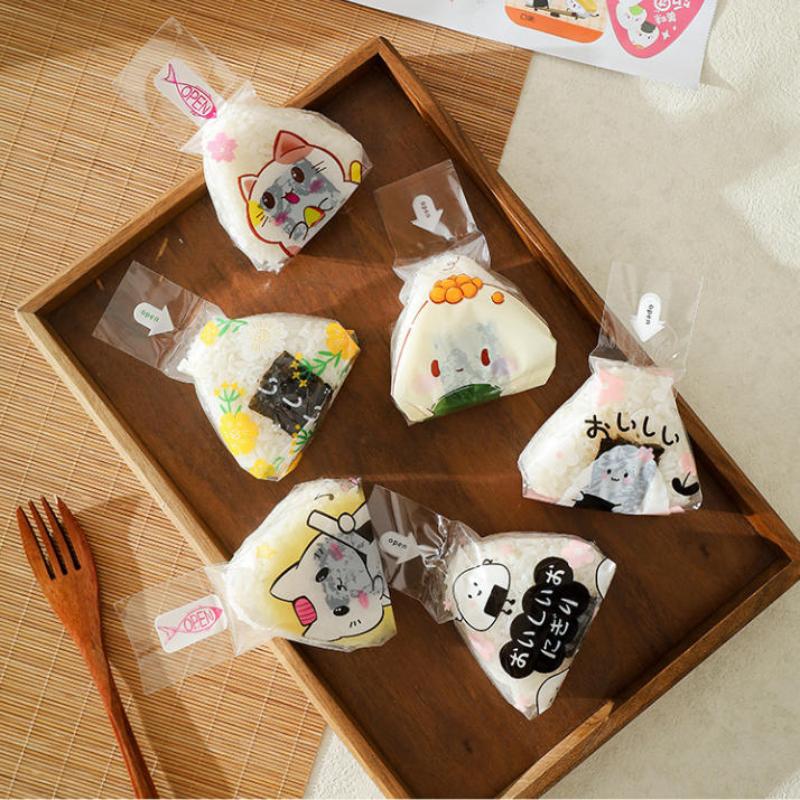 100Pcs Sushi Bags Lovely Japenese Triangle Rice Ball Disposable Packaging Bag Sushi Making Mold Bento Accessories