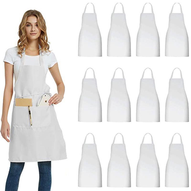 12 упаковок простых фартуков с нагрудником и 2 карманами — черный коммерческий фартук — фото 6