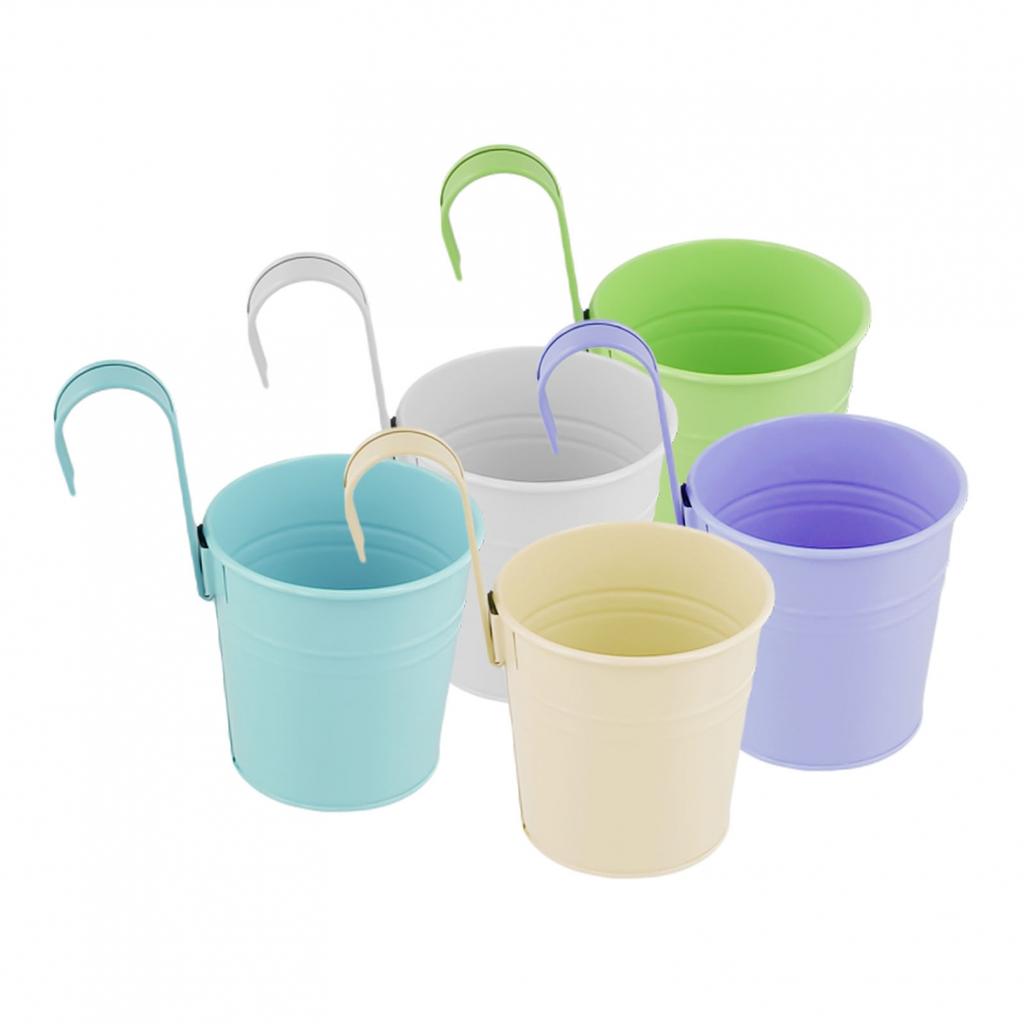 Hanging Planters Set of 5 Colorful Metal Flower Pots with Easy Detachable Hooks