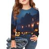 Girls Long Sleeve T Shirts Kids Fall Tops Crewneck Halloween Printed Basic Tees 3-9Y