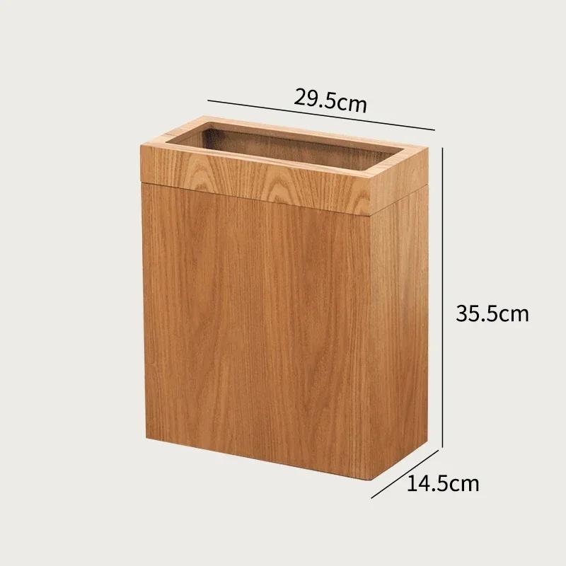 Creative Wooden Trash Can Rectangular Simple Garbage Can Home Wastebasket Bathroom Bin Kitchen Waste Storage Bins Cleaning Tools