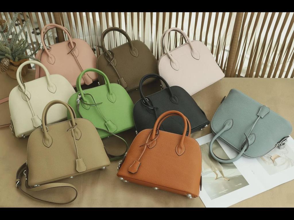 Genuine Leather Women's Classic Bowling Handbag