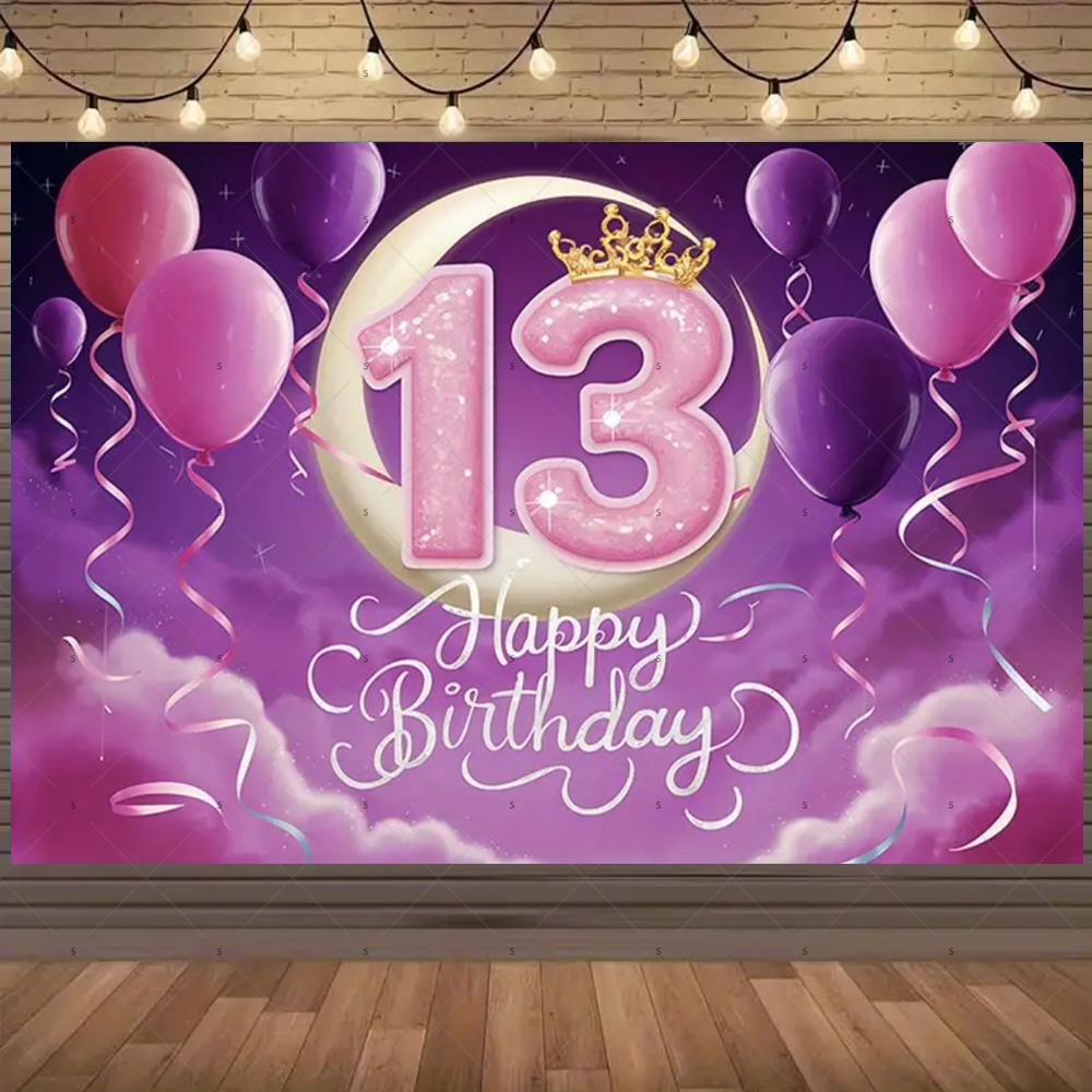 13. Geburtstag Party Dekoration Hintergrund Überraschung Bunter Glitzer Ballon Kindergeschenk Banner Familienfotografie Requisiten Hintergrund