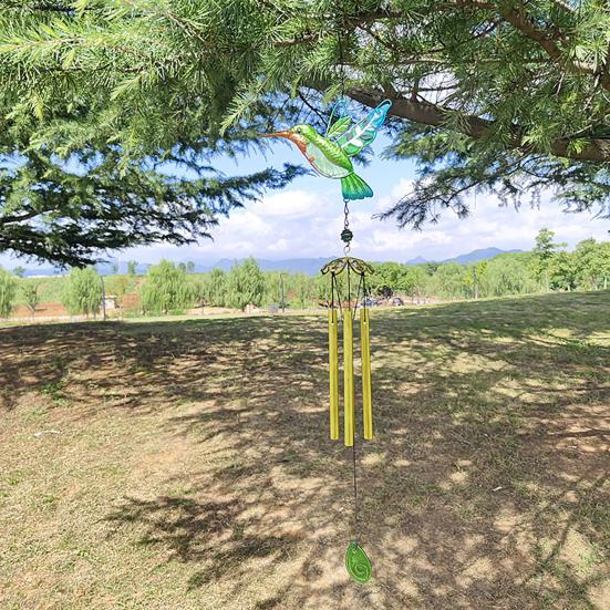 Wind Chimes for Outside Stained Glass Hummingbird/Dragonfly Wind Bell Hanging Ornament for Garden Patio Balcony Yard Window Decor Gifts for Women Mom