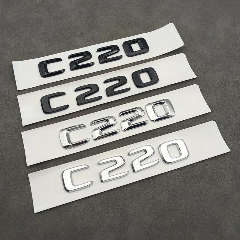 3D ABS Chrome Black Logo C220 Emblem Letters Car Trunk Badge For Mercedes-Benz W204 W205 C 220 C220 Sticker Accessories QU1