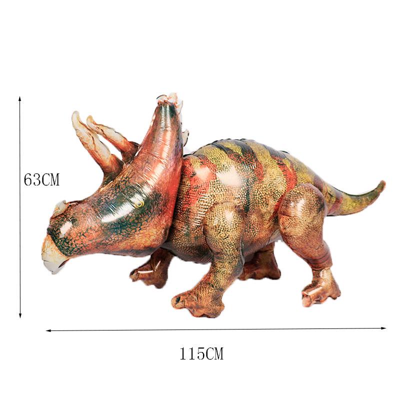 Jumbo 3D Dinosaur Balloon Set: Tyrannosaurus, Triceratops, Stegosaurus - Realistic Aluminum Foil Birthday Decorations.