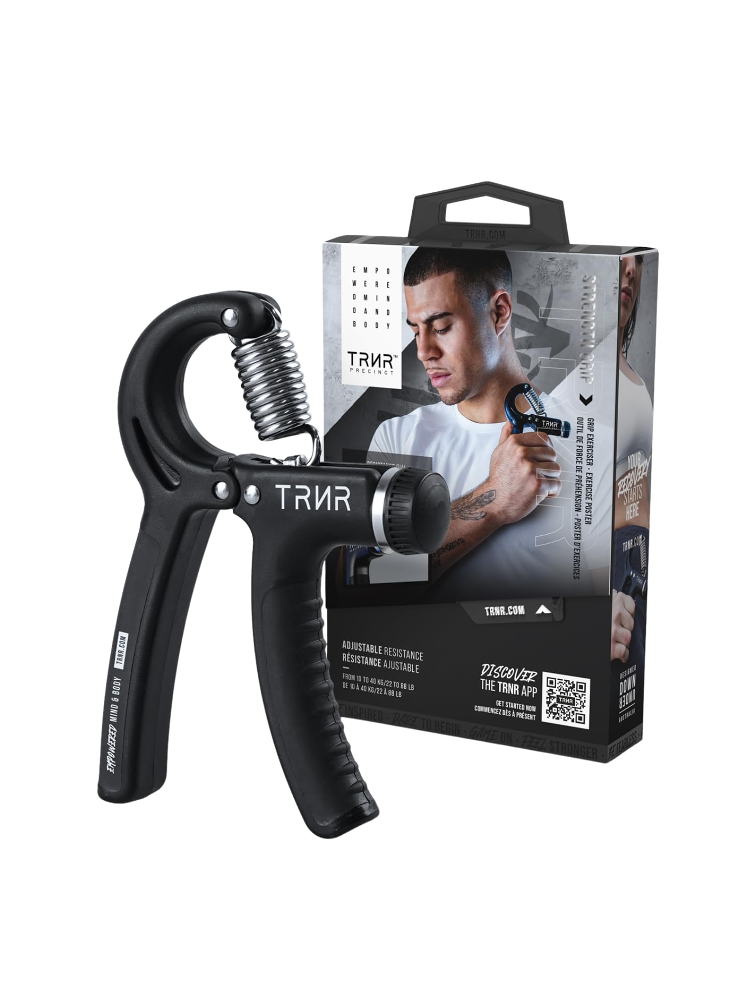 

TRNR Trainer Hand Grips, Grip Strength Training Equipment, Adjustable Grip Capacity: 10kg, 20kg, 30kg, 40kg, Strength Training, for Men and Women
