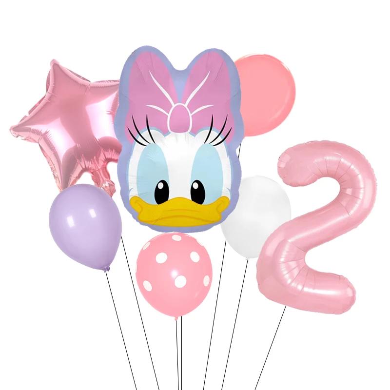 Cartoon Donald Number Duck Daisy Aluminum Film Balloon Set Spherical DIY Birthday Arrangement Party Decoration Balloons Kawaii