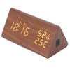 LED Digital Alarm Clock Multipurpose Wooden Clock with Voice Control Humidity Temperature Week Time Display Brown Wood