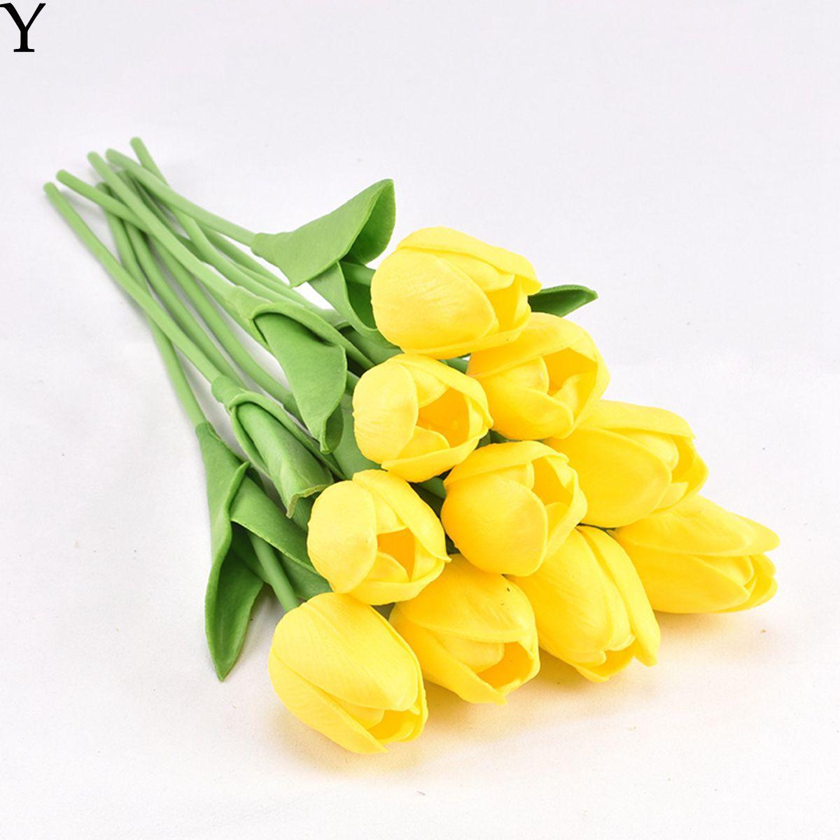 

5pcs Wreath Garland Bridal Bouquet Home Wedding Tulip Fake Flowers Artificial Plant Tulipanes жёлтый
