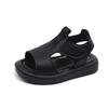 Kids Solid Soft Sole Beach Sandals Summer Leather Surface Casual Shoes For Boys Girls