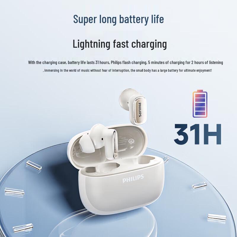 PHILIPS TAT2569 True Wireless Half In-Ear Bluetooth Earbuds