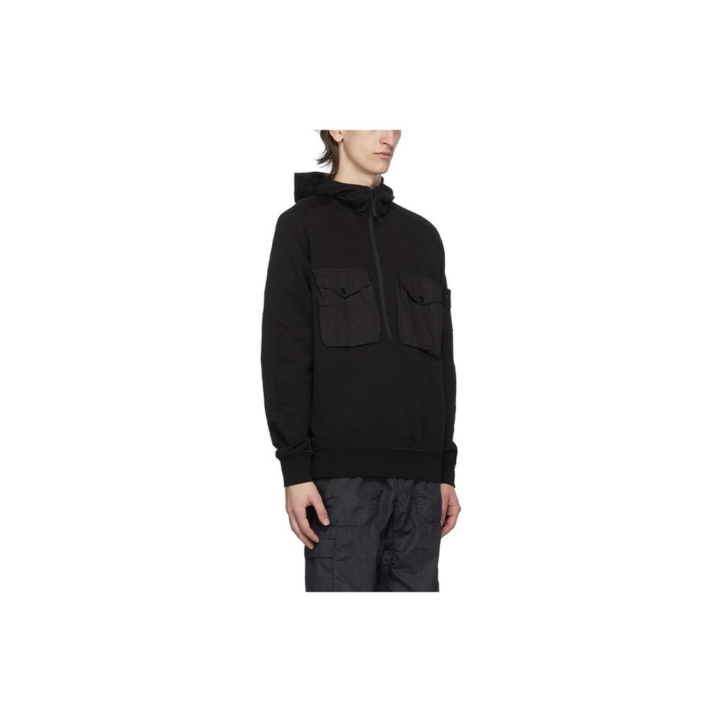 STONE ISLAND Ghost Pieces Black Label Hooded Sweatshirt With Large Pocket Men Sweatshirt 7215636F3-V0029
