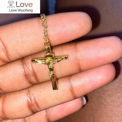 Christian Jesus Cross Necklace For Women Men Stainless Steel Chains Choker Religion Cross Pendants Jewelry Prayer Baptism Gifts