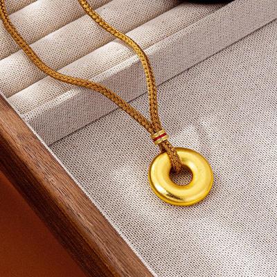 Collana con Ciondolo in Oro Vietnamita: Nuovo Stile Cinese, Design con Fibbia di Sicurezza da Donna, Gioielli dal Colore Duraturo