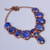 Oval Natural Lapis Lazuli Copper Unique Electroformed New Chain Necklace Jewelry V-82