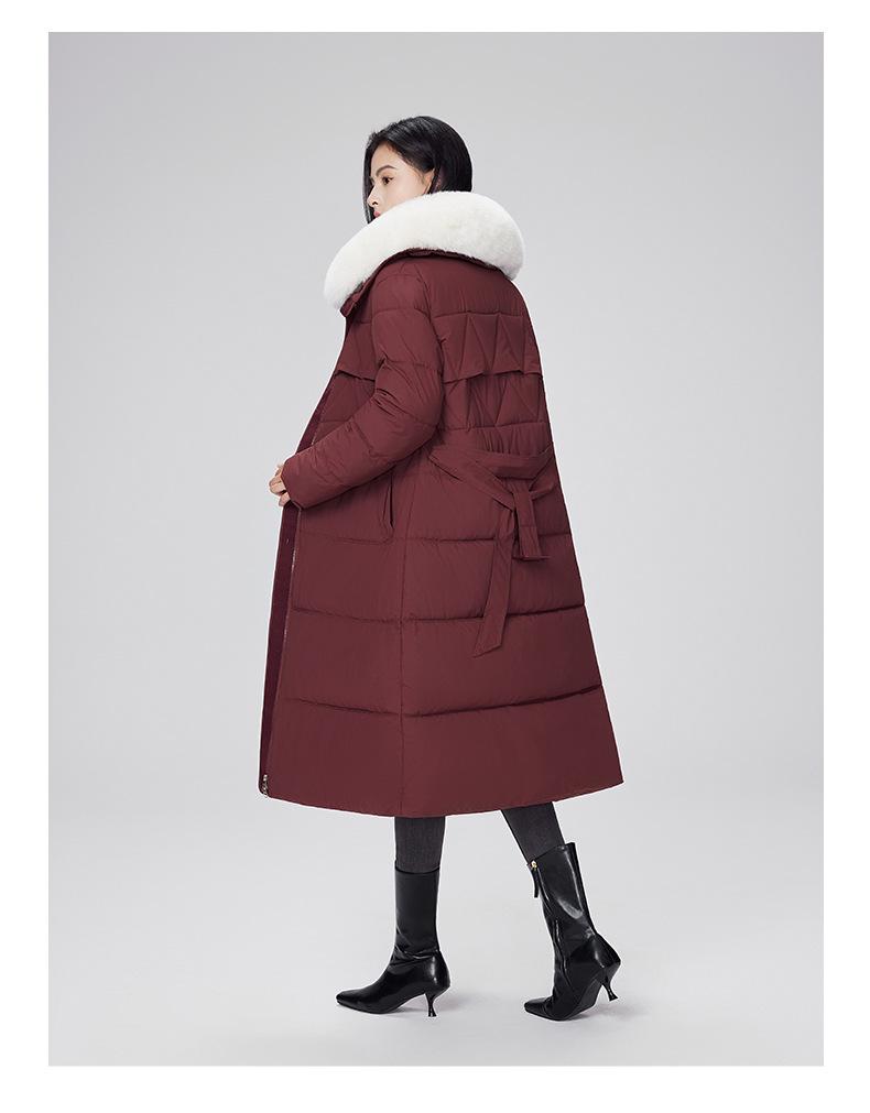 Women’s Long Fur Lapel Windproof Thicken Warm Winter Jacket