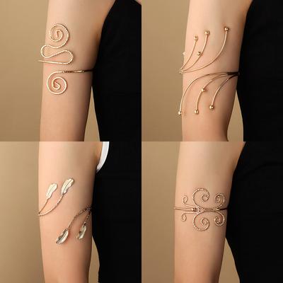 Metall Blumen Oberarm Manschette Armbänder für Frauen Blatt Schmetterling Arm Manschette Armreif Aushöhlen Retro Körper Armbänder Punk Schmuck