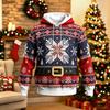 Men's Long Sleeve Hooded Sweatshirt with Christmas Print for Holiday and Casual Winter Wear
