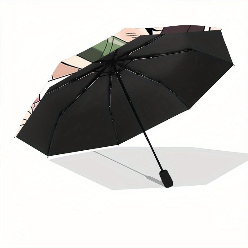 1pc Cartoon Characters Automatic Open/CloseUmbrella-CuteUmbrella with Cute Design, Portable 3-Fold Compact Umbrella for Men & Women, Valenti