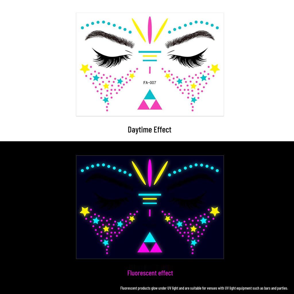 Creative Fluorescent Waterproof Full Arm and Face Tattoo Sticker