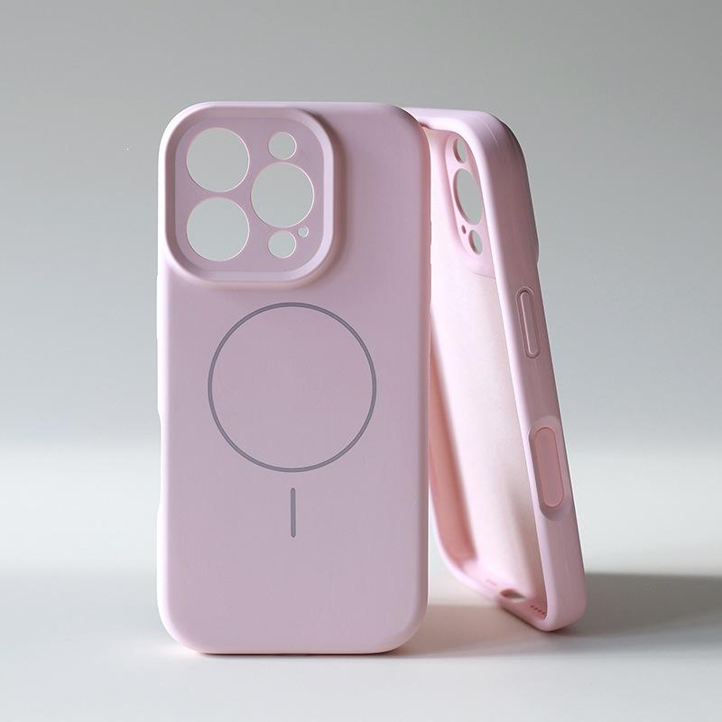 Magnetic liquid silicone case, suitable for iPhone17ProMax mobile phone case, camera button integrated, Apple 16 all-inclusive.