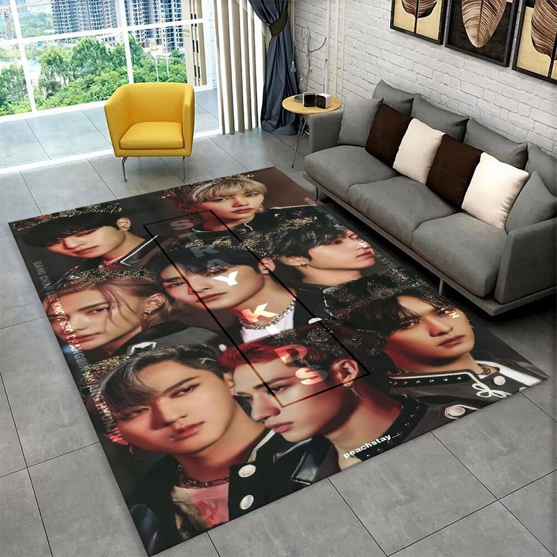 Kpop Stray Kids Gwiazda Muzyki Dywanik do Pokoju Zabaw Sypialni Salonu Kanapy Wystroju Domu, Dywanik dla Dzieci Antypoślizgowa Mata Podłogowa Prezent