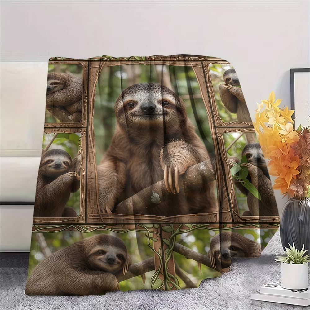 Kitten Sloth Lion Wolf Frame Print Flannel Blanket,High Quality Comfortable for All Seasons,Home Decor,Warmth and Comfort,Perfect for Christmas Gifts
