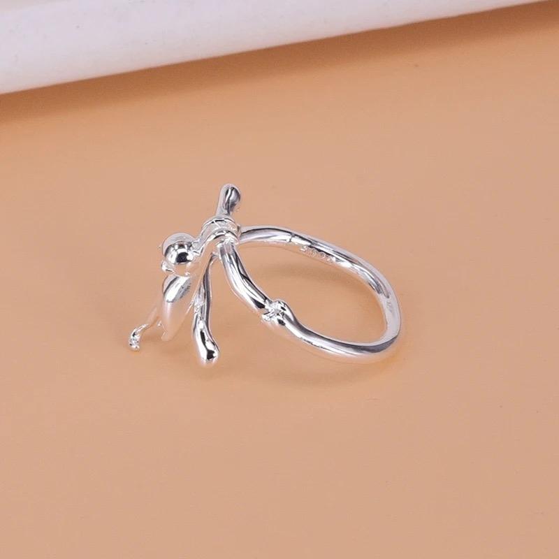 Silver Women's Adjustable Ring Universal Gift Falling Cat