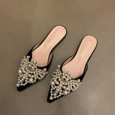 Neue Frühling Sommer Mode Komfortable Sexy Frauen Schuhe Elegante String Bead Kristall Patchwork Dünne Fersen Slipper Zapatos Mujer