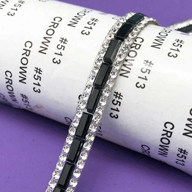 1 Yard Glass Rhinestone Trim Strip Chain Crystal Ribbon Applique Strass Banding for DIY Clothes Shoes Car Beauty Home Decoration