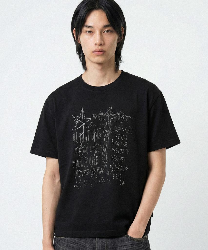 Odeupeol Maple Leaf Crop T-Shirt(Black)