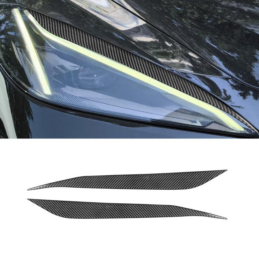 2Pcs For Corvette C8 20+ Carbon Fiber Front Headlight Eye Lid Eyebrow Cover Trim