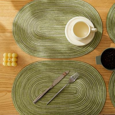 1PC Oval Polyester Placemats, Beige, Brown Western Placemats, Heat Resistant, Non-Slip, Daily Decorative Mats