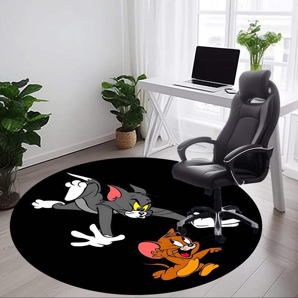 1pz Tappeto Rotondo Tom & Jerry per Ufficio, Sotto Sedie da Ufficio Camera da Letto Soggiorno Decorazioni per la Casa a1016102