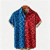 Camicia Estiva Bicolore con Stampa Leopardo Abbigliamento da Vacanza Hawaiana Moda Maschile Camicia Stile Spiaggia Camicia Quotidiana da Uomo e Donna