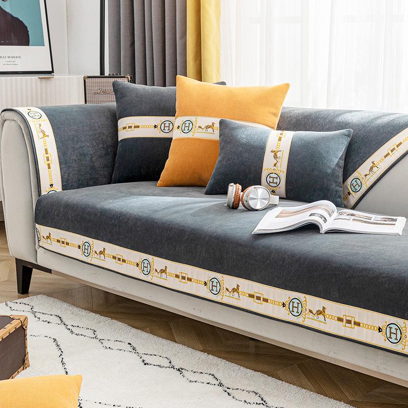 Leichter Luxus-Stil, neuer Sofakissenbezug aus Chenille-Leder, für alle Jahreszeiten, universell, rutschfest, schlicht, modern, für den Sommer