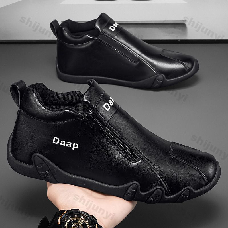 Scarpe Casuali da Uomo Autunnali 2026 Nuova Tendenza Outdoor Antiscivolo Scarpe da Lavoro Moda Zip Laterale Comode Resistenti all'Usura Scarpe in Pelle