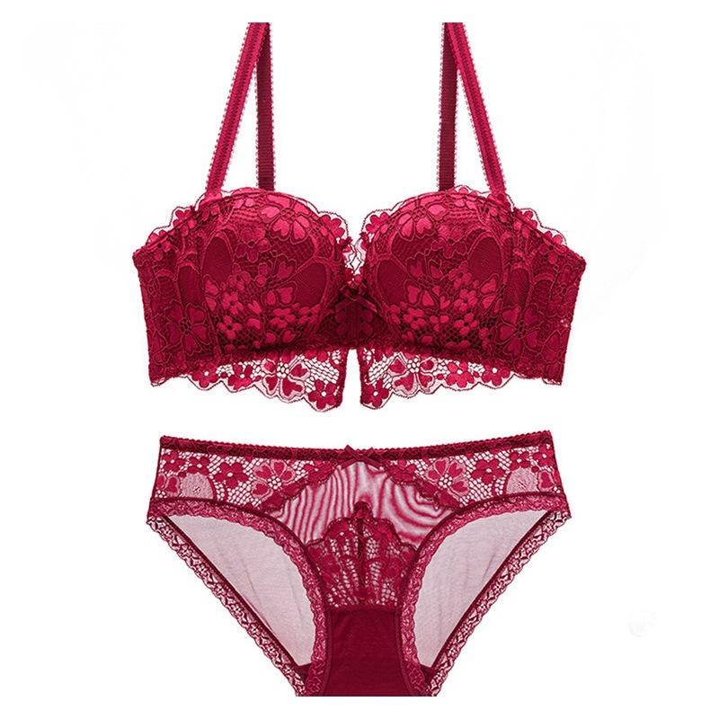 Clearance Sale French Sexy Lace Underwear Comfortable Rim Free Bra Gather Anti-Sagging Top Support Bra