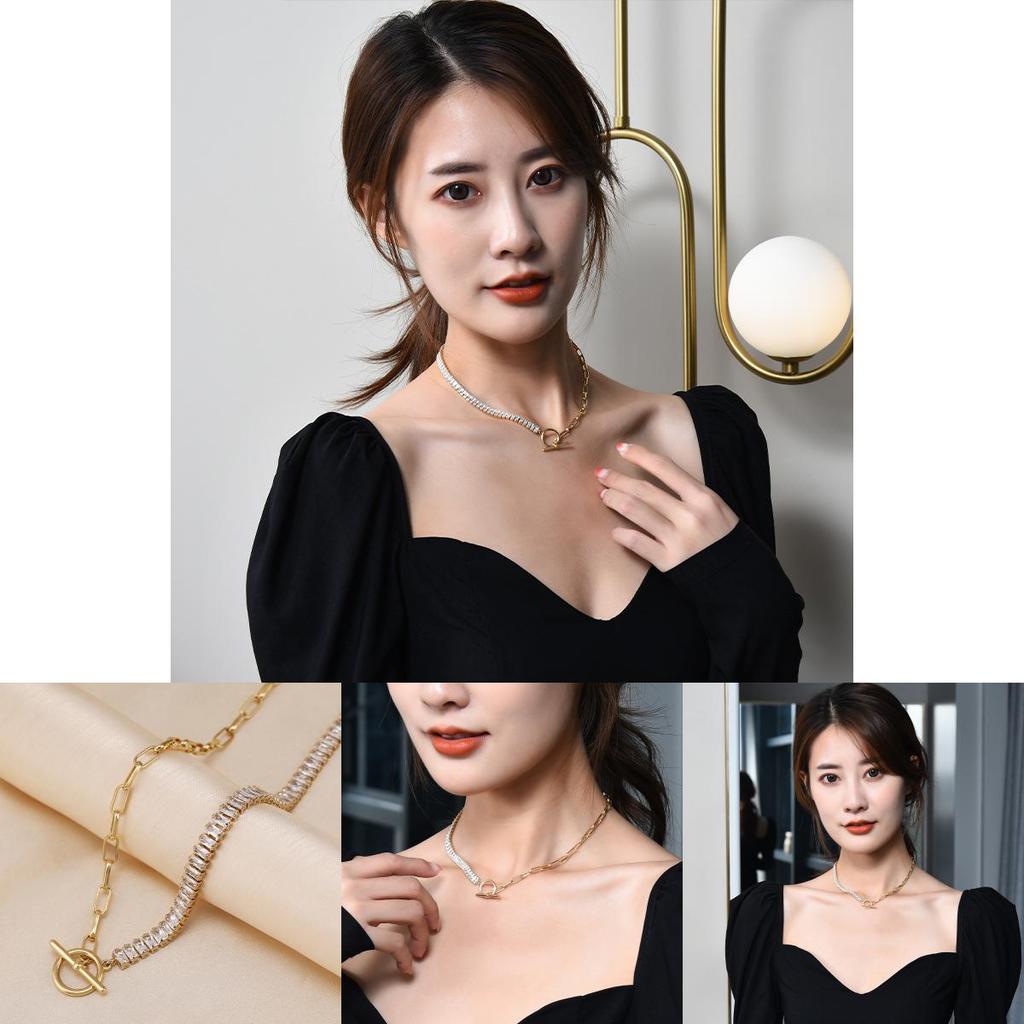 Steel Titanium Unique Choker Necklace With Dazzling Zirconia For Occasions Fashionable