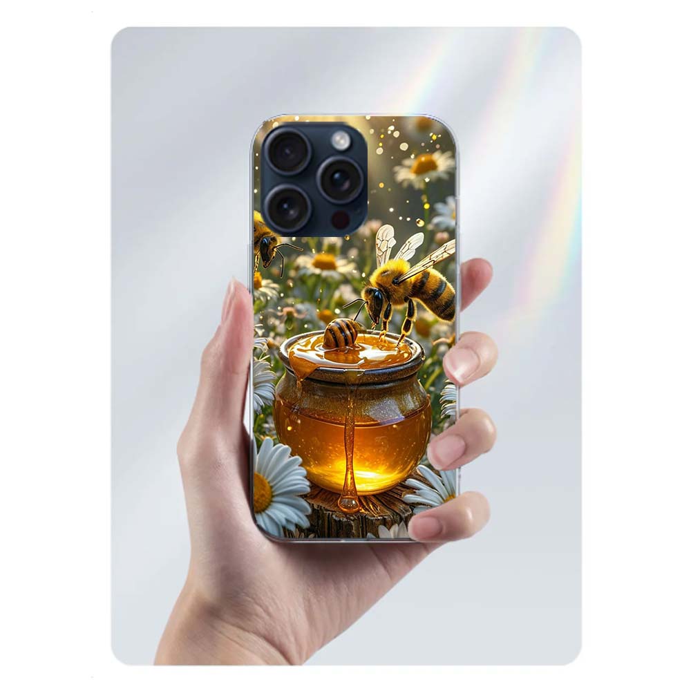 Golden Honey Dripping From Honeycomb Clear Phone Case For Iphone 17 Air 16 Pro Max 15 Pro 14 Plus 17E 16E 11 13 12 Mini Cover Ca