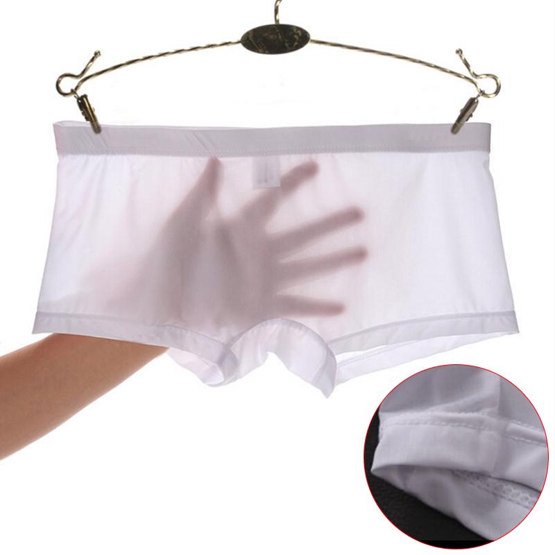 Men Sexy Seamless Underwear Ultra-Thin Transparent Boxer Mesh Panties Shorts