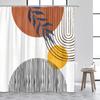 Mid Century Shower Curtains Watercolor Green Leaves Black Line Creative Geometric Modern Bathroom Curtain Polyester Decor