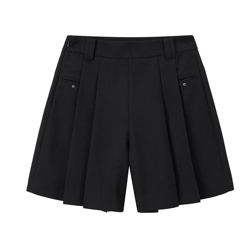 PEACEBIRD Dámské módní plisované A-liniové šortky se širokými nohavicemi