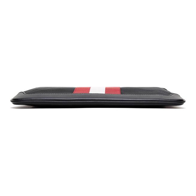 Bally Red And White Striped Fabric And Leather Clutch Bag Men Clutch Bag Black CAYARD-TSP-10