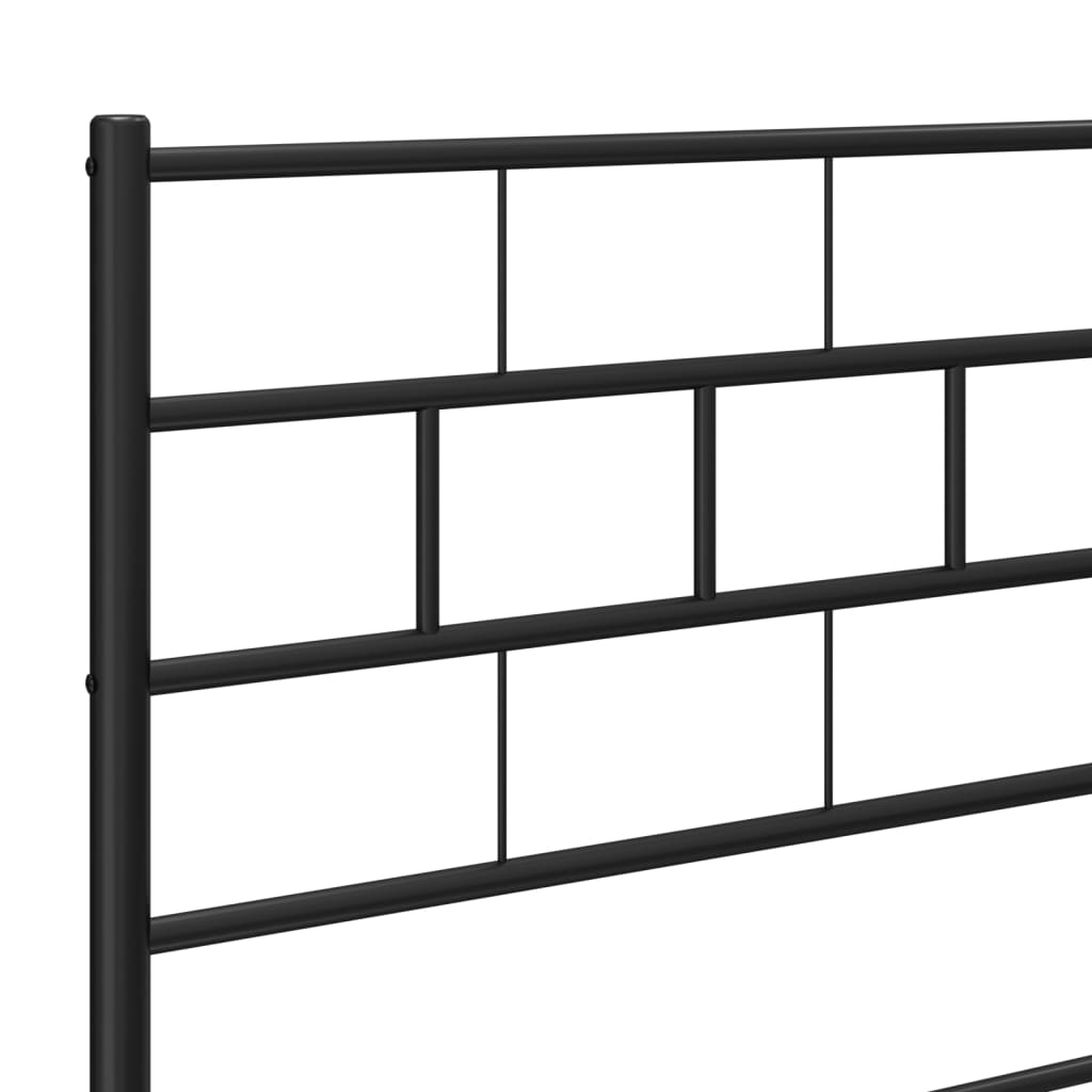 Vidaxl Metal Bed Frame with Headboard and Footboard, Black, 107X203Cm