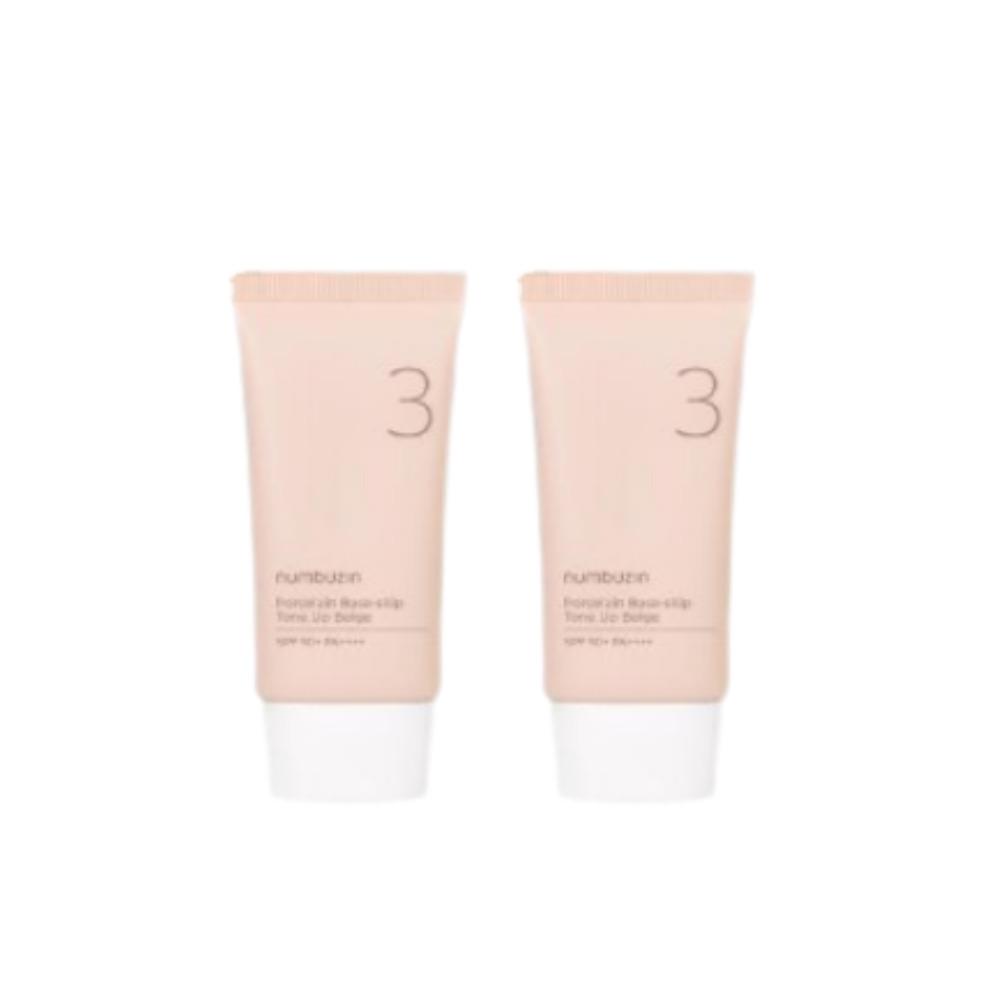Numbuzin No.3 Porcelain Finish Foundation Skip Tone-Up Beige 35ml 1+1 Set Flawless Coverage & Hydrating Base