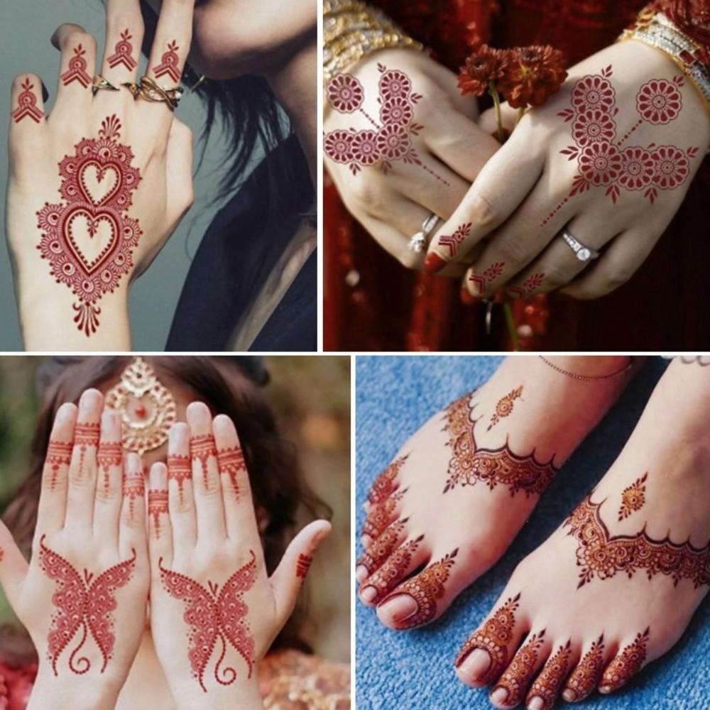 Lace Fake Tattoo Temporary Tattoo Red Mehndi Stickers Body Art Sticker  Girls