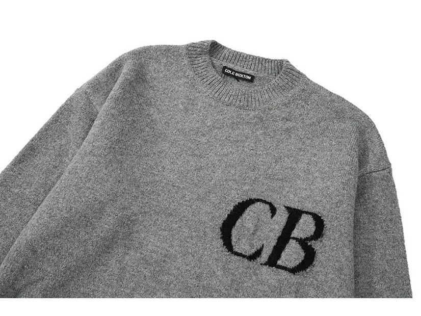 Pulover unisex de înaltă calitate Cole Buxton CB Jacquard cu litere, larg, cu gât rotund