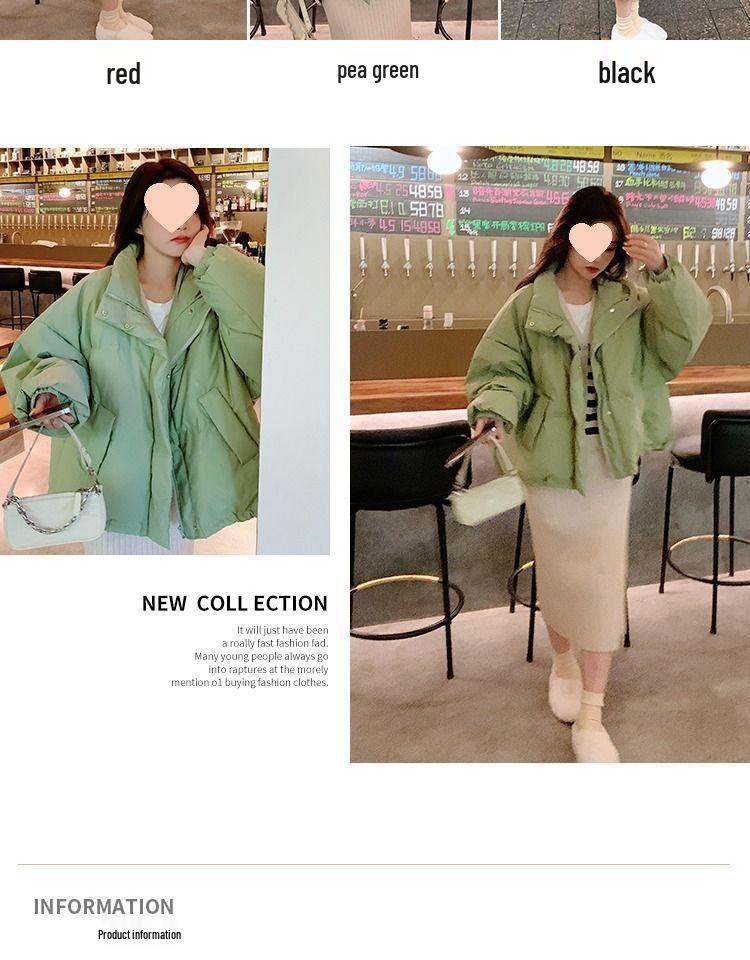 2024 Frühling/Sommer Damen Stehkragen Baumwolljacke - Locker, Dick, Warm, Kurze Oberbekleidung